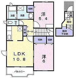 コーポラスバローネA 2LDKの間取図画像