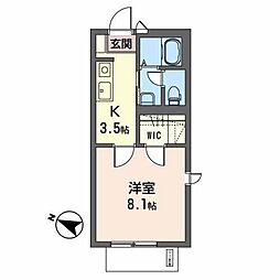 レゾンエム 1Kの間取図画像