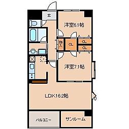 チュチュハウス城下 2LDKの間取図画像