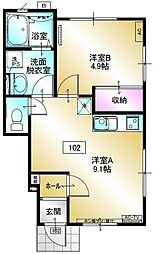 カーサ・リアン 1LDKの間取図画像