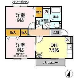 コモンライフB 2DKの間取図画像