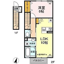 フラットテン 1LDKの間取図画像