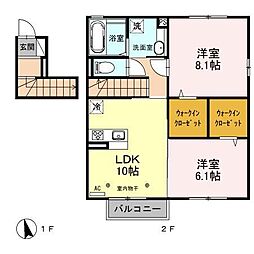 グランコートD 2LDKの間取図画像