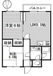 リバーサイドサンオー 2LDKの間取図画像