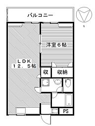 第二サンライフ大嶋 1LDKの間取図画像