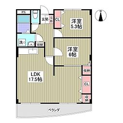 ラ・デファンスミキ 2LDKの間取図画像