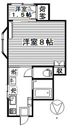 T.Yハウス玉村2 1Kの間取図画像