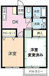 オリエンタルハイツD 2DKの間取図画像