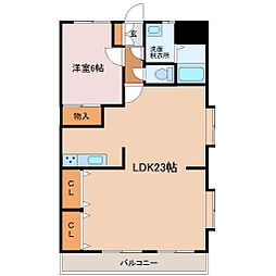 ユーミー港南台壱番館 1LDKの間取図画像