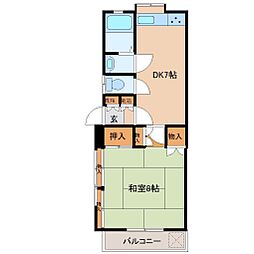 コーポ牧野 1DKの間取図画像