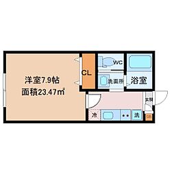 Station front 大和田A 1Kの間取図画像