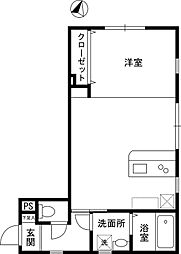 HJPLACEKAWASAKI2 1LDKの間取図画像