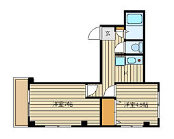 リヴインときわ台 2Kの間取図画像