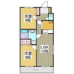 ラ・ファミーユ 2LDKの間取図画像