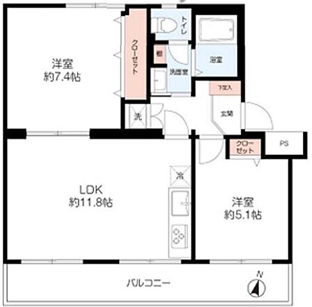 2LDK 間取り