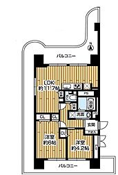 グランドメゾン長堀A棟 2LDKの間取図画像