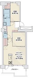 あべのC1コーポ 2LDKの間取図画像