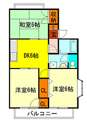 セジュールオザキ 3DKの間取図画像