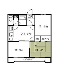 サンシャイン21 3DKの間取図画像