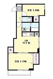 アヴァンス東大泉B 2LDKの間取図画像