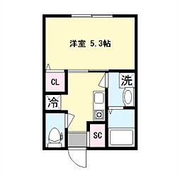 ブラン霞 1Kの間取図画像