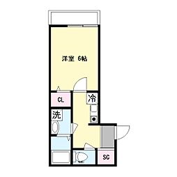 ブラン霞 1Kの間取図画像