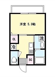 ブラン霞 1Kの間取図画像