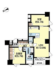 グリーンパーク新富町 2LDKの間取図画像