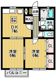 メゾン古川 1階2DKの間取り