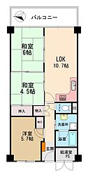 サンハイム長岡京 3LDKの間取図画像