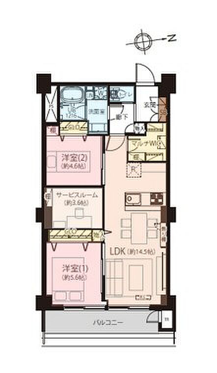 東南向きの2SLDKの間取りです。図面と異なる場合は現況優先といたします。