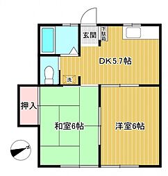 第一コーポ栗原 2DKの間取図画像