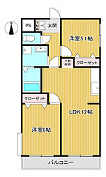 パークヒル鷺沼 2LDKの間取図画像