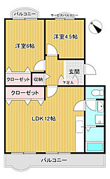 レジデンス百合ヶ丘 2LDKの間取図画像