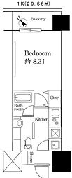 プレシャス渋谷 1Kの間取図画像