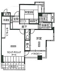 パセオ日ノ出2 2LDKの間取図画像