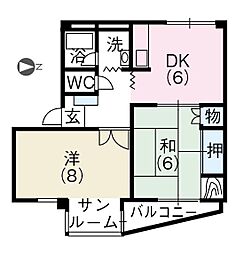 パセオもみ山 2DKの間取図画像