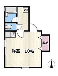 武蔵大和ハイツ ワンルームの間取図画像