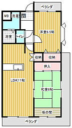 エスポワール97 2LDKの間取図画像