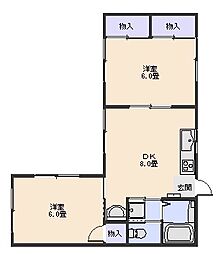 コーポひまわり 2DKの間取図画像