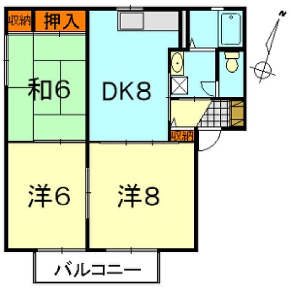 コンドウレジデンスF 201号室｜広島県東広島市西条中央６丁目(賃貸アパート3DK・2階・55.17㎡)の写真 その2