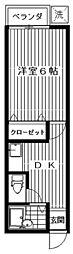 メゾンタキガワ 1DKの間取図画像
