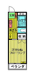マロニエハイツ 1Kの間取図画像