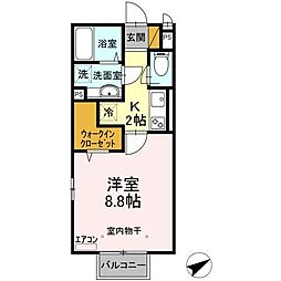 クロシェットエトソレイユ 1Kの間取図画像
