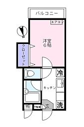 アウル・ネストB 1Kの間取図画像