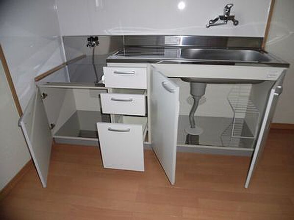シンク上下に収納があり、使いやすいキッチン（同物件他部屋画像）