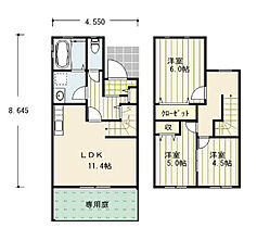 ハピネス宇佐 A ｜ 大分県宇佐市大字四日市3048-2（賃貸タウンハウス3LDK・--・70.38㎡） その2