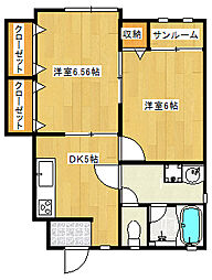 S・プレシャスA 2DKの間取図画像