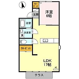 ハイツアミスター 1LDKの間取図画像