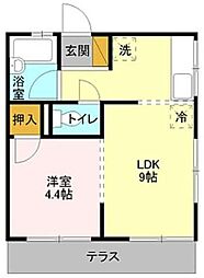 東武東上線 川越市駅 徒歩6分の賃貸アパート 1階1LDKの間取り